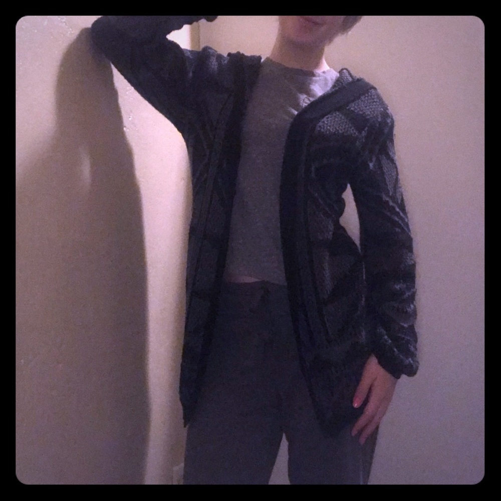 Hooded Patterned Cardigan